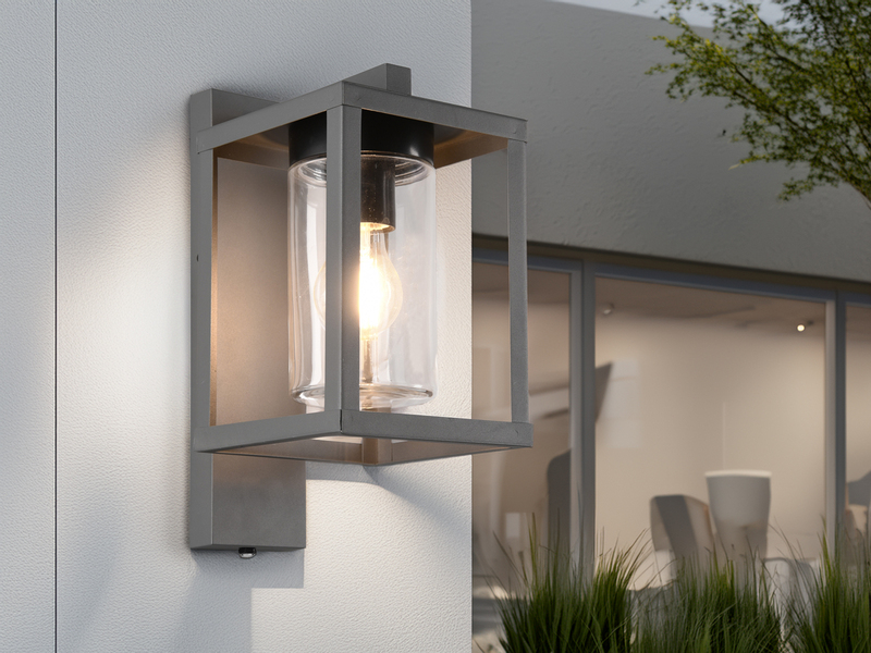 Außenwandleuchte LUNGA in Laternenoptik, Höhe 33cm, Anthrazit