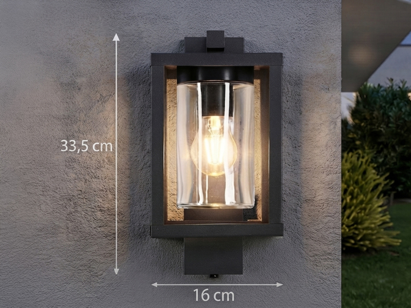 Außenwandleuchte LUNGA Anthrazit in Laternenoptik, Höhe 33cm