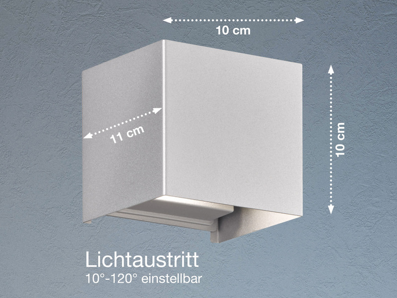 LED Updown Wandleuchte WALL Silber für Innen & Außen - 10cm breit