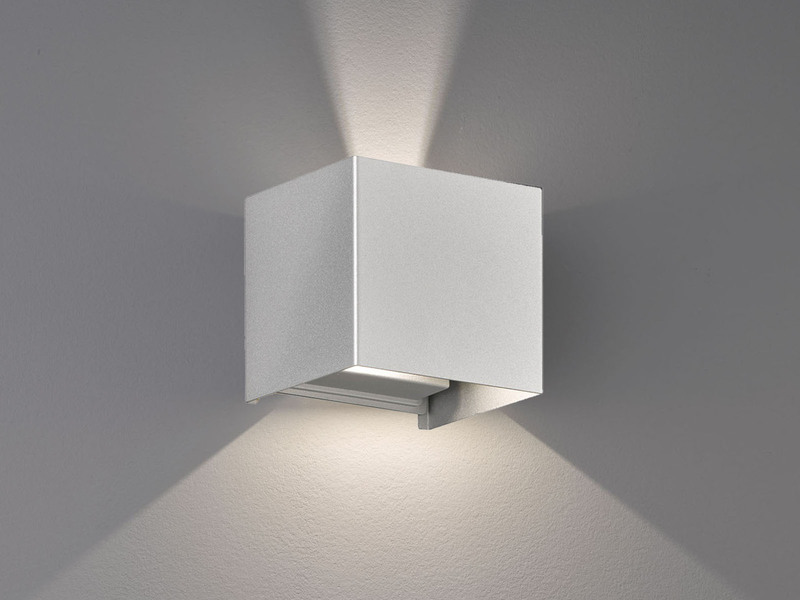 LED Updown Wandleuchte WALL Silber für Innen & Außen - 10cm breit