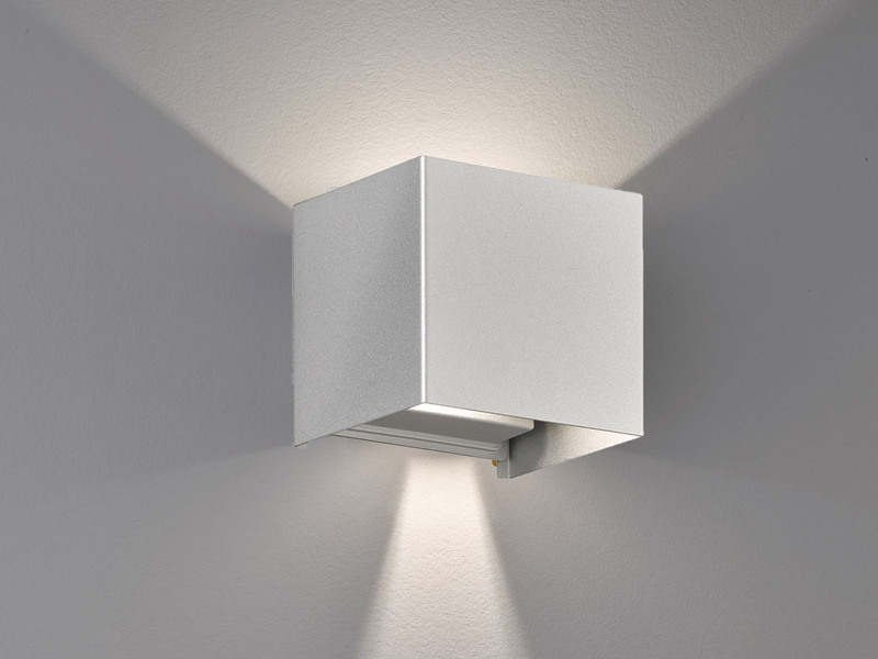 LED Updown Wandleuchte WALL Silber für Innen & Außen - 10cm breit