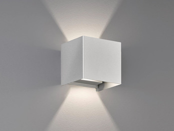 LED Updown Wandleuchte WALL Silber für Innen & Außen - 10cm breit