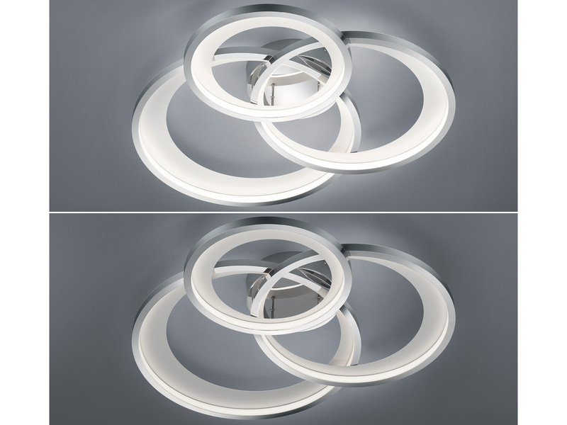 LED Deckenleuchte GRANADA mit drei Ringen in Chrom, dimmbar, Breite 71cm