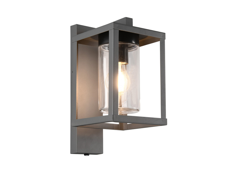 Außenwandleuchte Anthrazit in Laternenoptik mit E27 LED, Höhe 33cm
