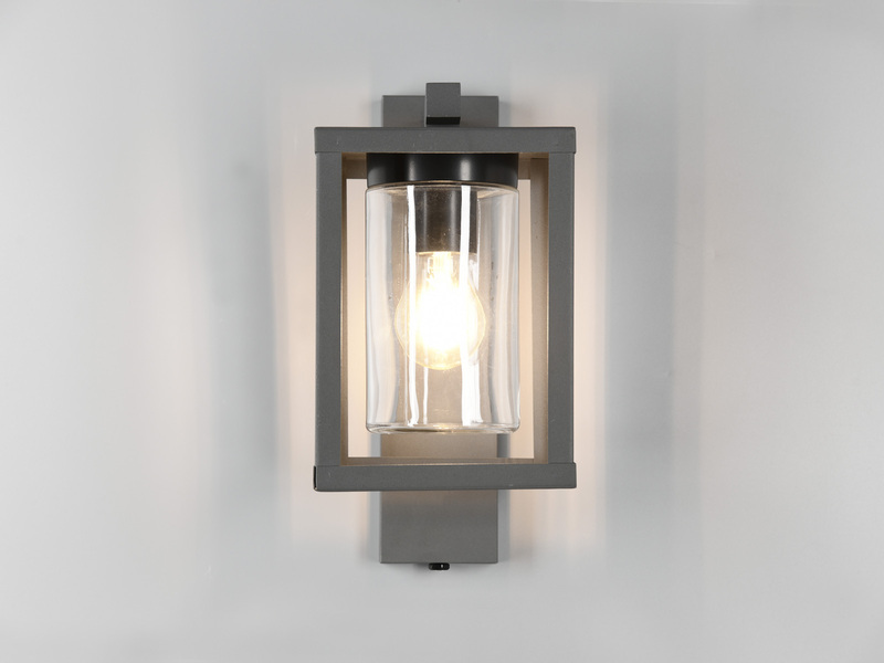 Außenwandleuchte Anthrazit in Laternenoptik mit E27 LED, Höhe 33cm