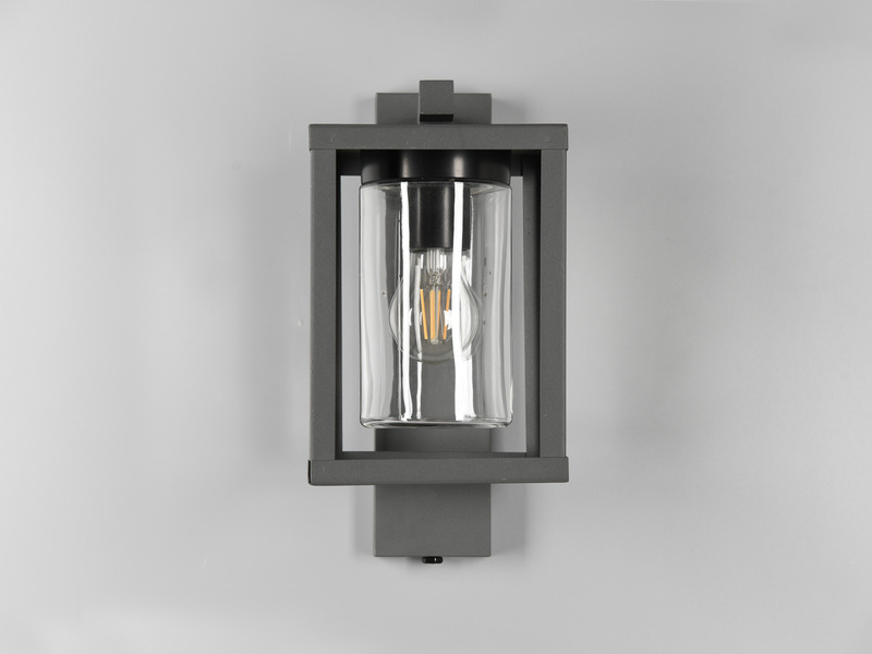 Außenwandleuchte Anthrazit in Laternenoptik mit E27 LED, Höhe 33cm