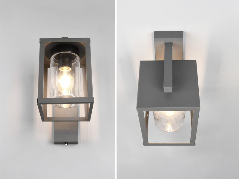 Außenwandleuchte Anthrazit in Laternenoptik mit E27 LED, Höhe 33cm