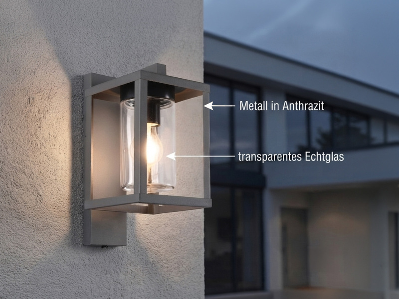 Außenwandleuchte Anthrazit in Laternenoptik mit E27 LED, Höhe 33cm