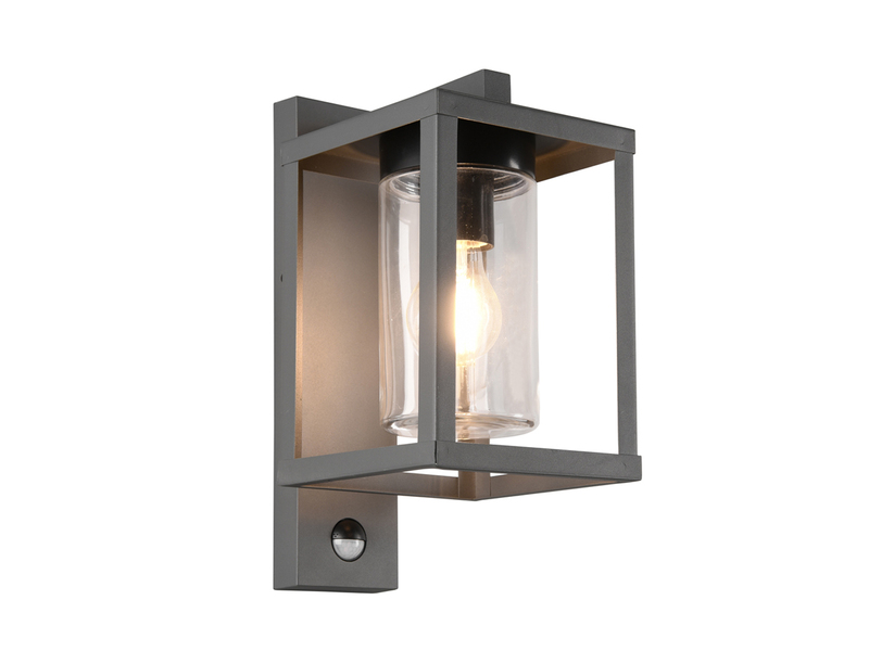 Außenwandleuchte mit Bewegungsmelder & E27 LED Laterne Anthrazit, Höhe 33cm