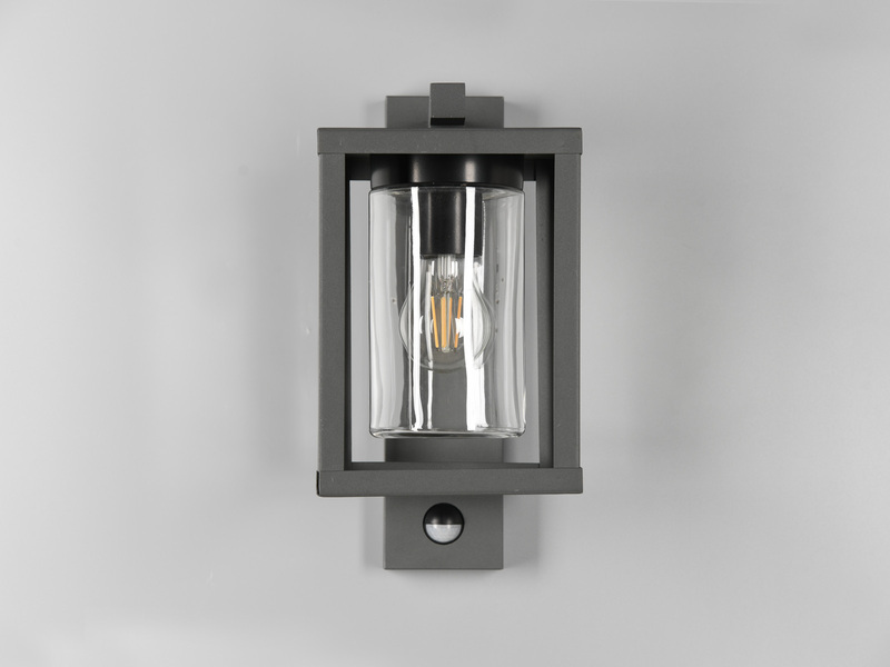 Außenwandleuchte mit Bewegungsmelder & E27 LED Laterne Anthrazit, Höhe 33cm