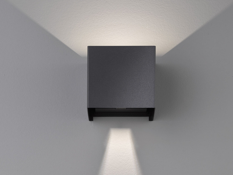 LED Updown Wandleuchte WALL Schwarz für Innen & Außen - 10cm breit