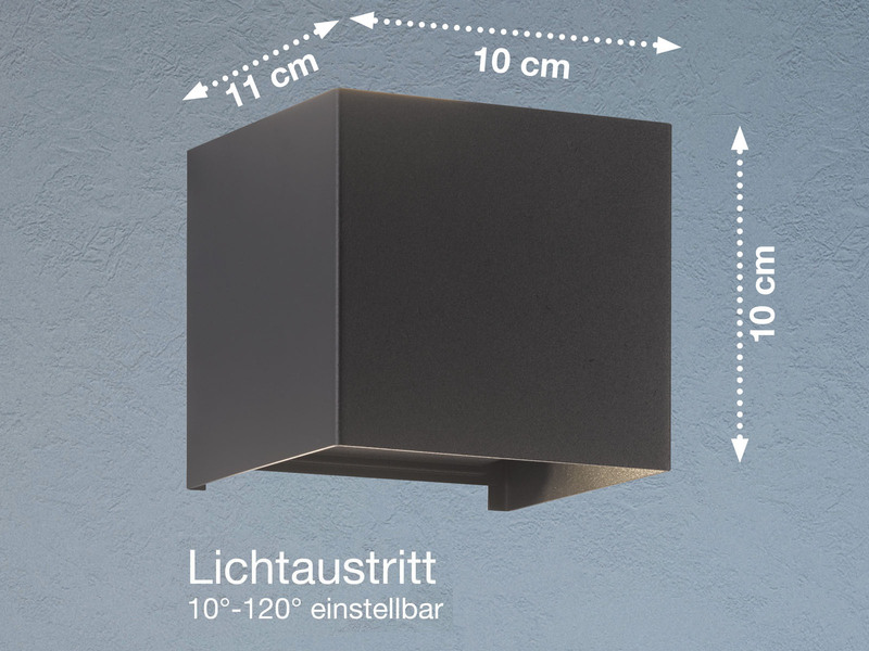 LED Updown Wandleuchte WALL Schwarz für Innen & Außen - 10cm breit