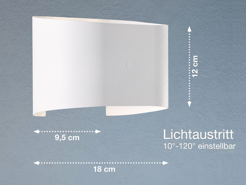 LED Updown Wandleuchte WALL Weiß für Innen & Außen - 18cm breit