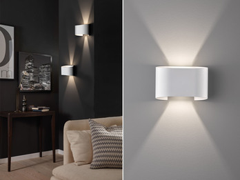 LED Updown Wandleuchte WALL Weiß für Innen & Außen - 18cm breit