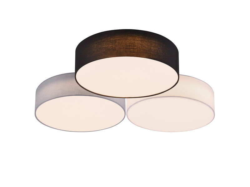 LED Deckenleuchte LUGANO mit 3 Lampenschirmen Stoff mehrfarbig, dimmbar