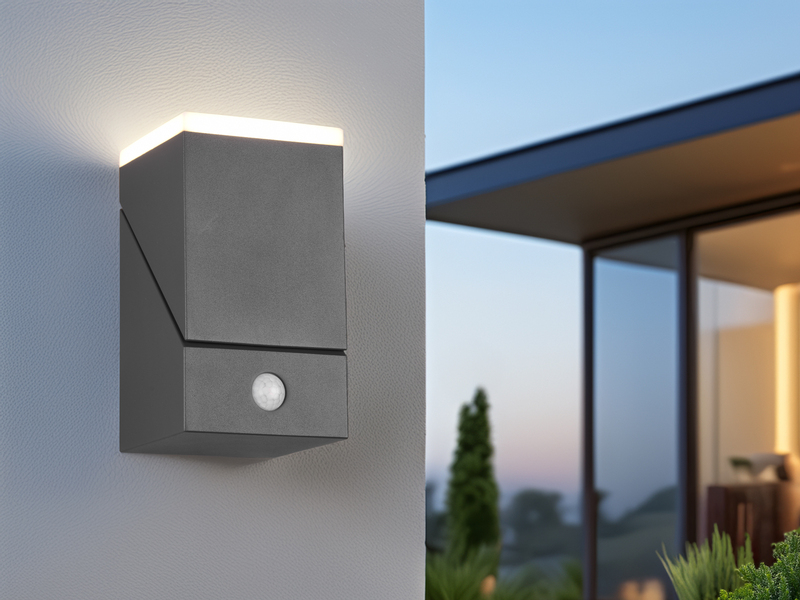 Schwenkbare LED Außenwandleuchte AVON mit Bewegungsmelder, H: 16cm