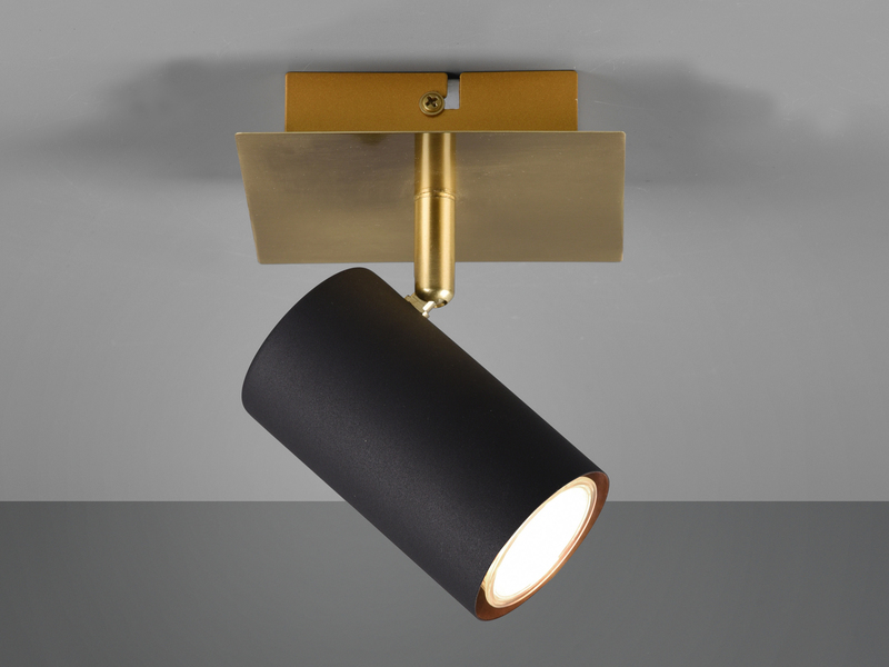 LED Wand- & Deckenstrahler Metall Schwarz Gold, Breite 12cm