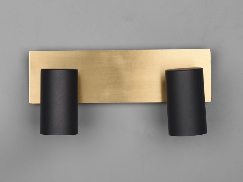 Deckenstrahler Schwarz Gold 2-flammig mit GU10 LED, Breite 30cm