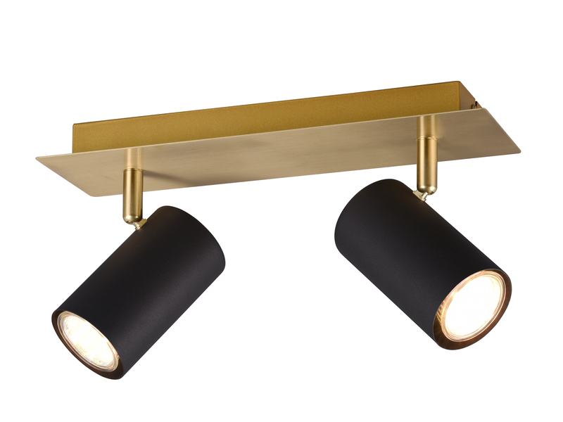 Deckenstrahler Schwarz Gold 2-flammig mit GU10 LED, Breite 30cm