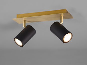 Deckenstrahler Schwarz Gold 2-flammig mit GU10 LED, Breite 30cm
