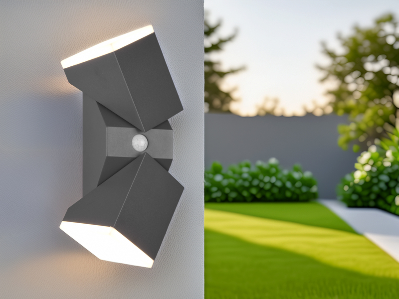 Schwenkbare LED Außenwandleuchte AVON mit Bewegungsmelder, H: 28cm