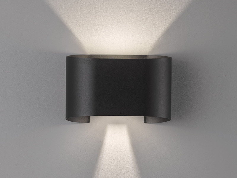 LED Updown Wandleuchte WALL Schwarz für Innen & Außen - 18cm breit