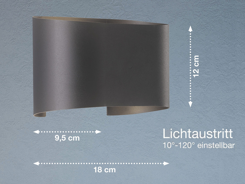 LED Updown Wandleuchte WALL Schwarz für Innen & Außen - 18cm breit