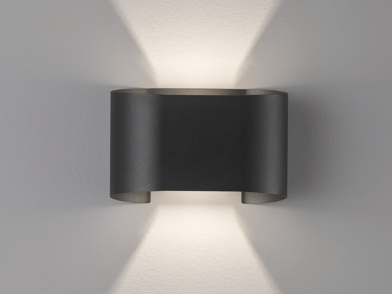 LED Updown Wandleuchte WALL Schwarz für Innen & Außen - 18cm breit