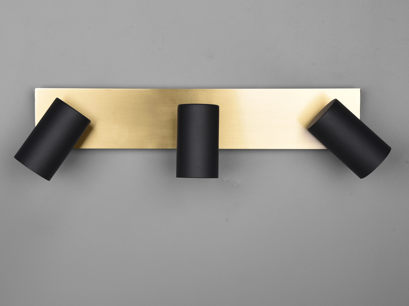 Deckenstrahler Schwarz Gold 3-flammig mit GU10 LED, Breite 48cm