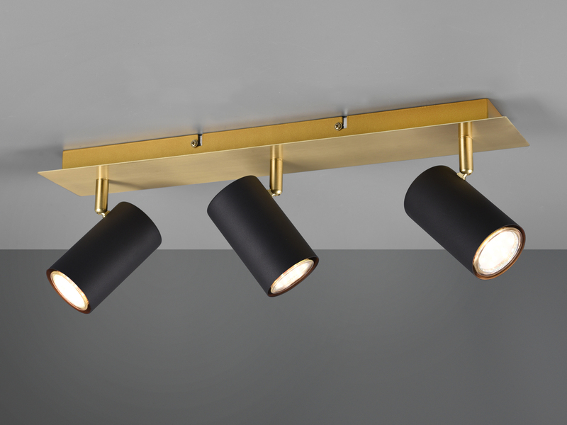 LED Deckenstrahler in Schwarz-Gold 3-flammig Spots schwenkbar