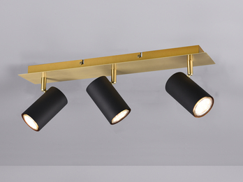 Deckenstrahler Schwarz Gold 3-flammig mit GU10 LED, Breite 48cm
