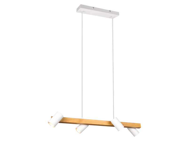 Holzbalken Pendelleuchte MARLEY 4-flammig Weiß, Breite 80cm