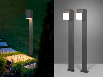 Schwenkbare LED Außen Wegeleuchten - 2er Set, Höhe 100cm, Anthrazit