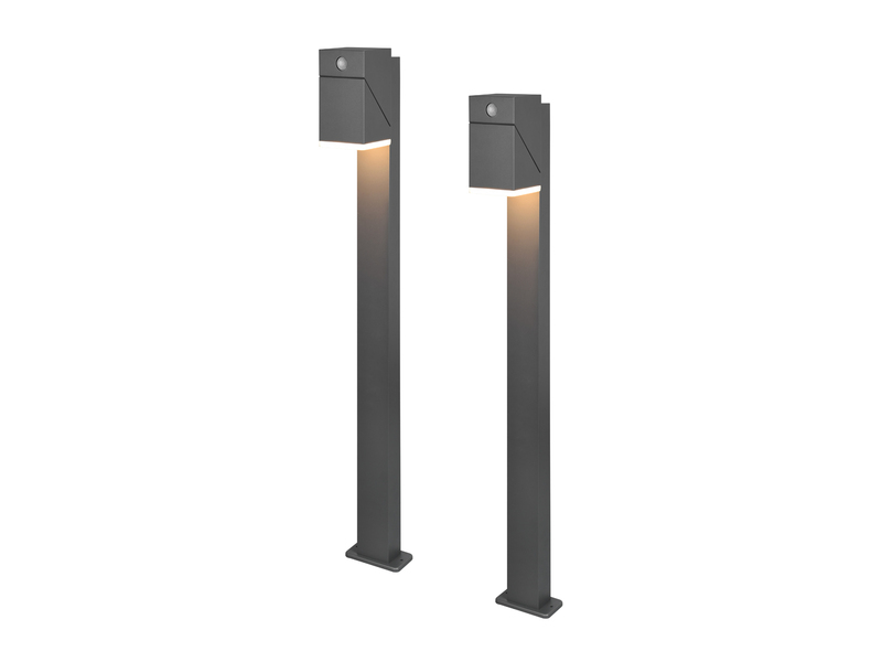 Schwenkbare LED Außen Wegeleuchten - 2er Set mit Bewegungsmelder, H: 100cm