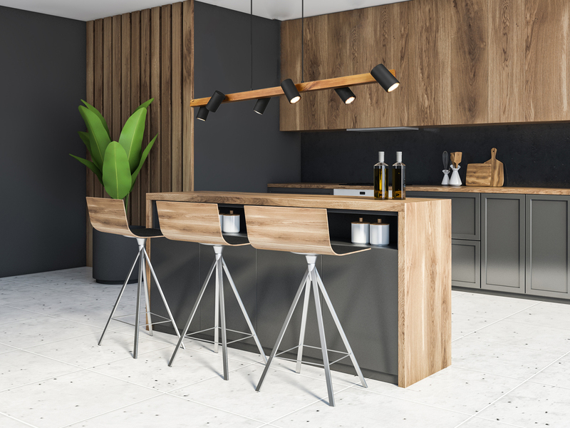 Pendelleuchte mit Holzbalken, 6 schwenkbare Spots inkl. GU10 LED, Breite 115cm