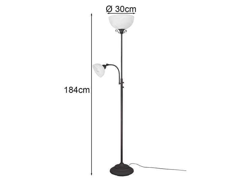 Deckenfluter COUNTRY mit Leselampe im Landhausstil, Rostfarbig, Höhe 184cm