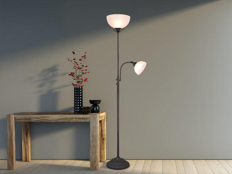 Deckenfluter COUNTRY mit Leselampe im Landhausstil, Rostfarbig, Höhe 184cm