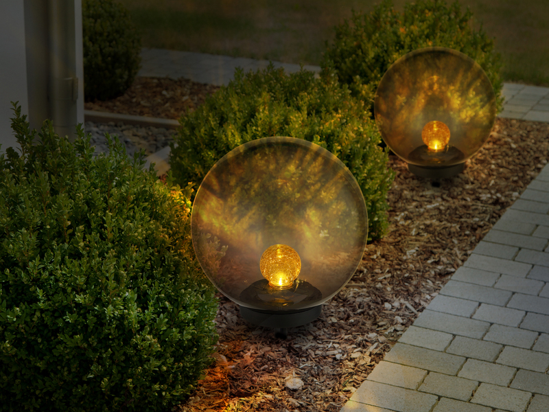LED Solarkugel Garten - Leuchtkugel rauchfarbig Ø 25cm mit Erdspieß