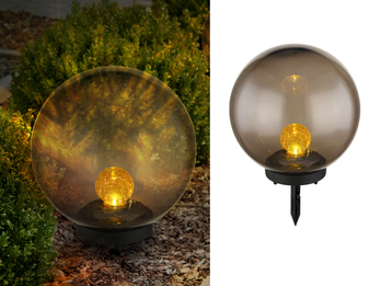 LED Solarkugel Garten - Leuchtkugel rauchfarbig Ø 25cm mit Erdspieß