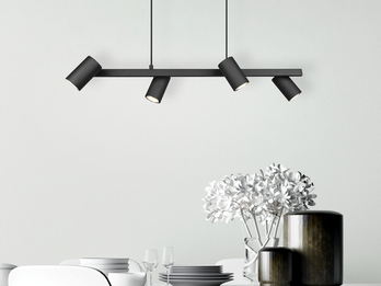 LED Balkenpendelleuchte 4-flammig in Schwarz, Breite 80cm