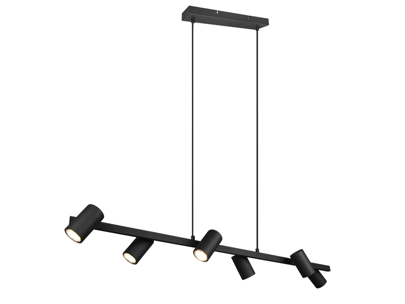 Pendelleuchte Schwarz mit 6 schwenkbaren Spots inkl. GU10 LED, Breite 115cm