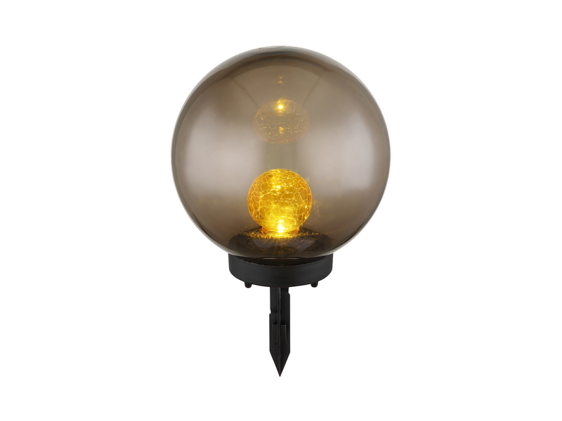 LED Solarkugel Garten - Leuchtkugel rauchfarbig Ø 20cm mit Erdspieß