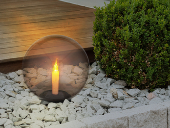 LED Solarkugel mit Kerze - Leuchtkugel rauchfarbig Ø 25cm mit Erdspieß