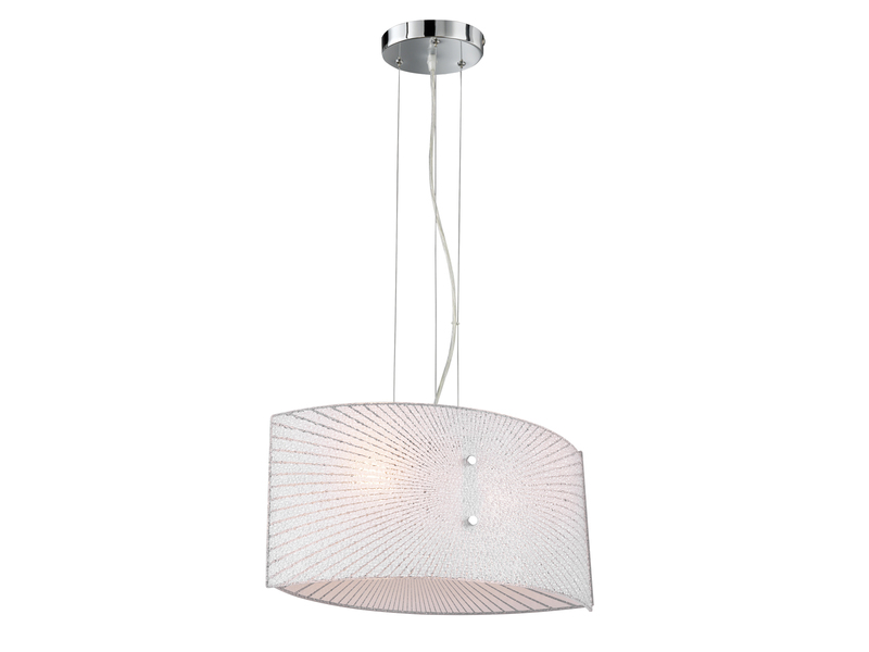 LED Pendelleuchte mit Glas Lampenschirm Weiß Oval, Breite 40cm