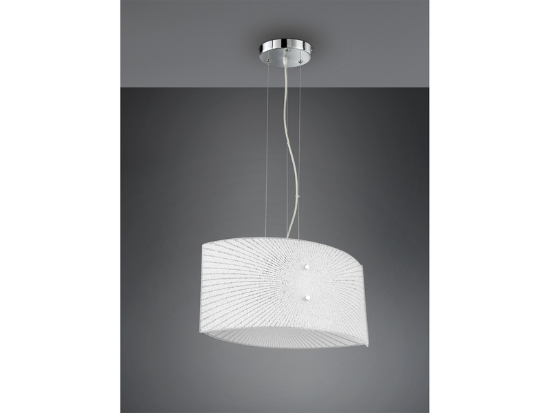 LED Pendelleuchte mit Glas Lampenschirm Weiß Oval, Breite 40cm