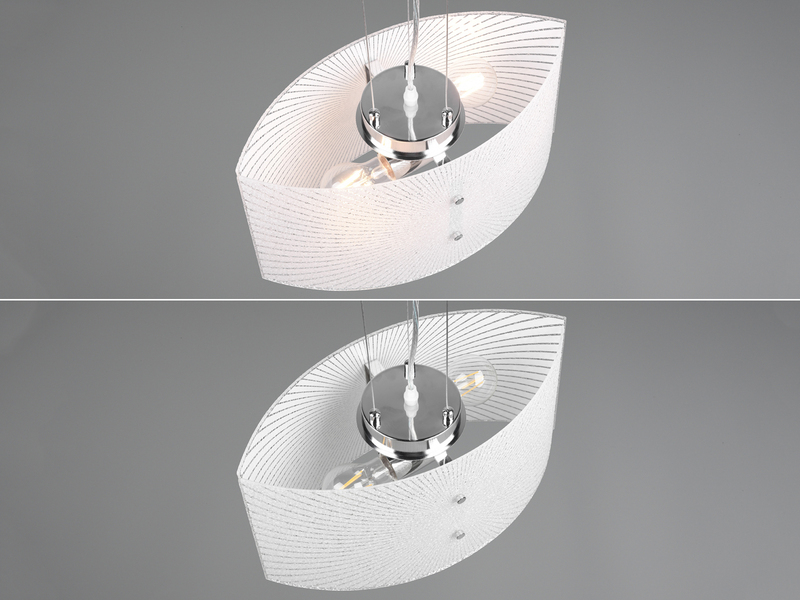 LED Pendelleuchte mit Glas Lampenschirm Weiß Oval, Breite 40cm