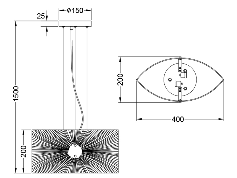 LED Pendelleuchte mit Glas Lampenschirm Weiß Oval, Breite 40cm
