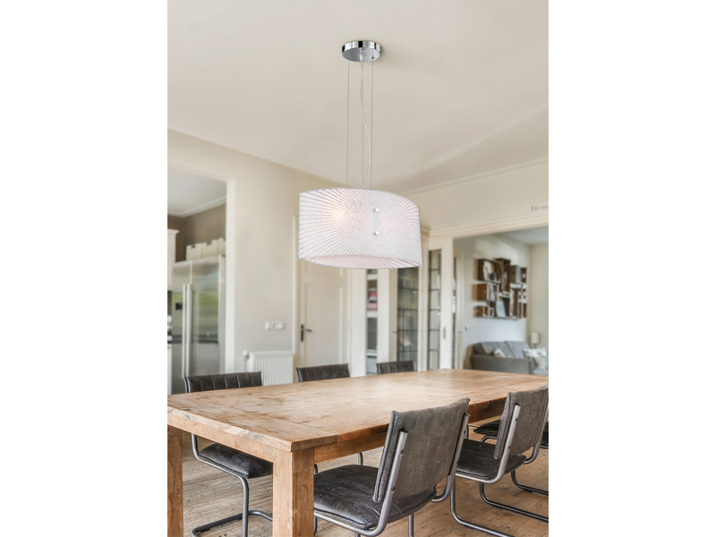 LED Pendelleuchte mit Glas Lampenschirm Weiß Oval, Breite 40cm