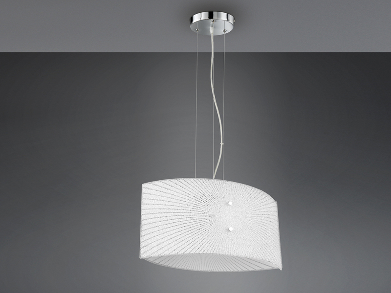 LED Pendelleuchte mit Glas Lampenschirm Weiß Oval, Breite 40cm