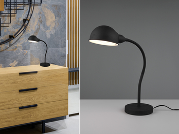 Schreibtischleuchte PERRY mit Flexarm in Schwarz matt, Höhe 46cm